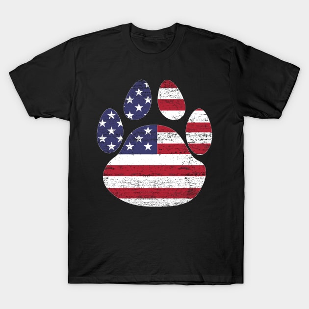 Dog paw print American flag USA tshirt T-Shirt by bbreidenbach